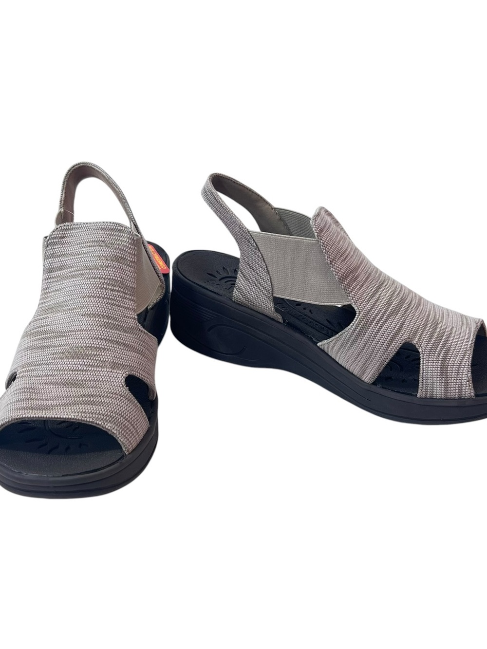 So Lite by Easy Street Bouncy Sandals Womens New Taupe Fabric